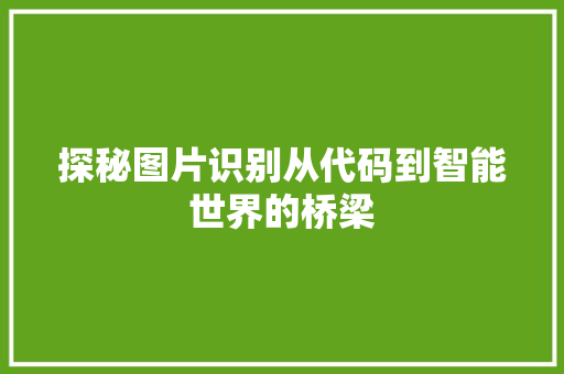 探秘图片识别从代码到智能世界的桥梁