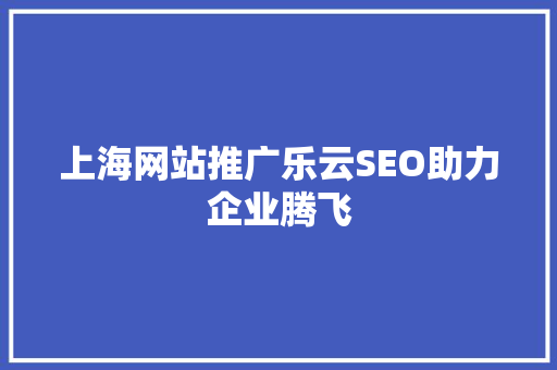 上海网站推广乐云SEO助力企业腾飞