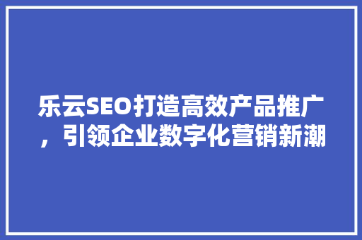 乐云SEO打造高效产品推广，引领企业数字化营销新潮流