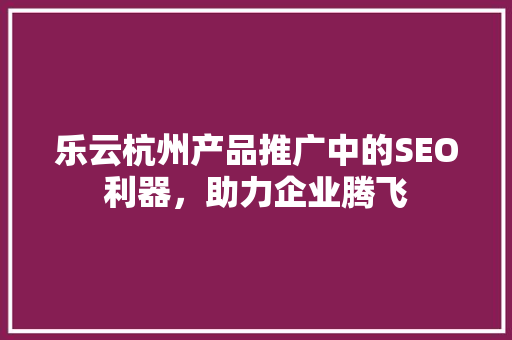乐云杭州产品推广中的SEO利器，助力企业腾飞