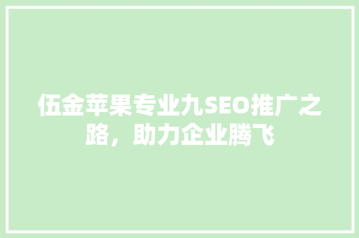 伍金苹果专业九SEO推广之路，助力企业腾飞