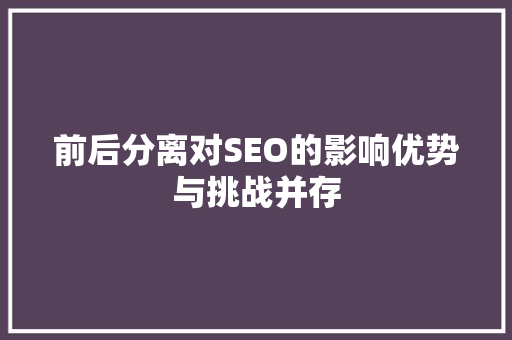 前后分离对SEO的影响优势与挑战并存  第1张