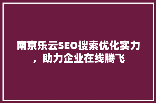 南京乐云SEO搜索优化实力，助力企业在线腾飞