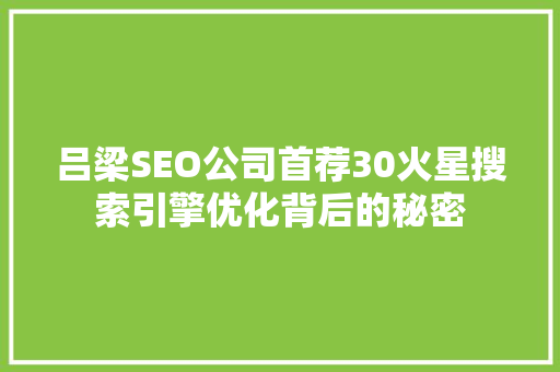 吕梁SEO公司首荐30火星搜索引擎优化背后的秘密