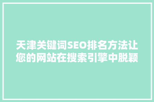 天津关键词SEO排名方法让您的网站在搜索引擎中脱颖而出