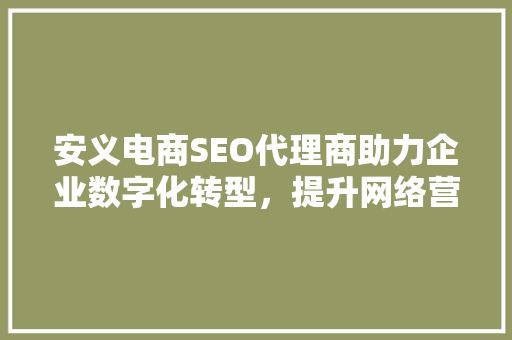 安义电商SEO代理商助力企业数字化转型，提升网络营销效果