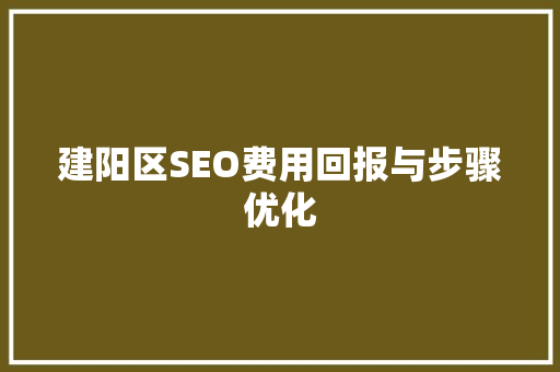 建阳区SEO费用回报与步骤优化