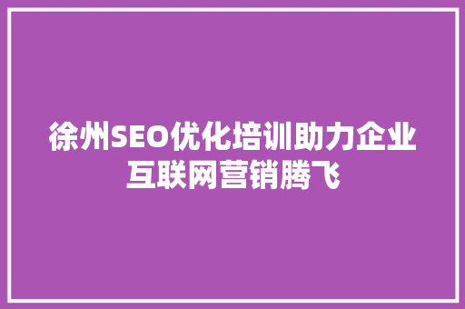 徐州SEO优化培训助力企业互联网营销腾飞