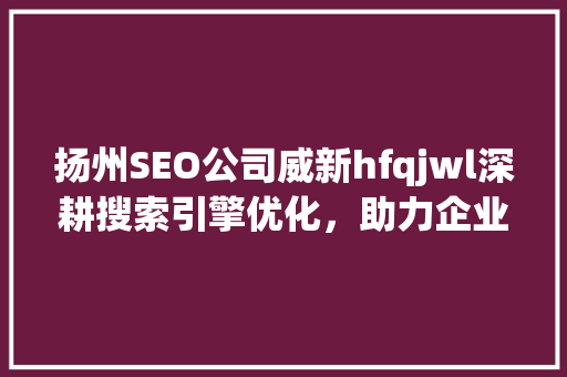 扬州SEO公司威新hfqjwl深耕搜索引擎优化，助力企业腾飞