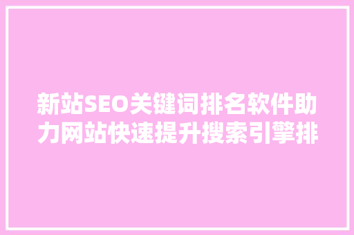 新站SEO关键词排名软件助力网站快速提升搜索引擎排名