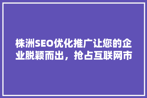 株洲SEO优化推广让您的企业脱颖而出，抢占互联网市场高地
