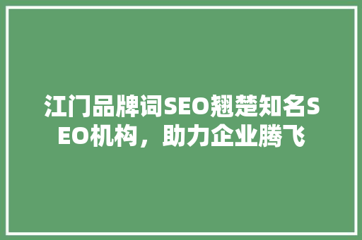 江门品牌词SEO翘楚知名SEO机构，助力企业腾飞