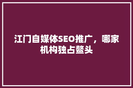 江门自媒体SEO推广，哪家机构独占鳌头  第1张