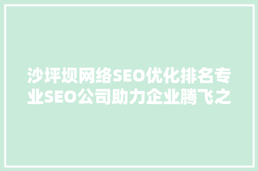 沙坪坝网络SEO优化排名专业SEO公司助力企业腾飞之路