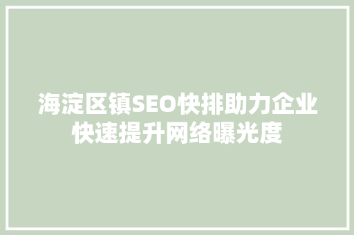 海淀区镇SEO快排助力企业快速提升网络曝光度