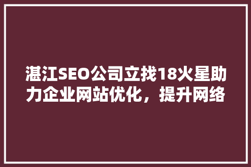 湛江SEO公司立找18火星助力企业网站优化，提升网络营销效果