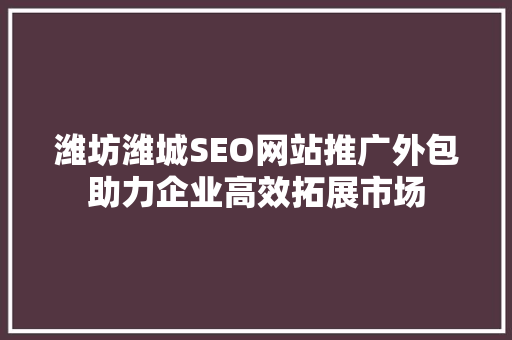 潍坊潍城SEO网站推广外包助力企业高效拓展市场