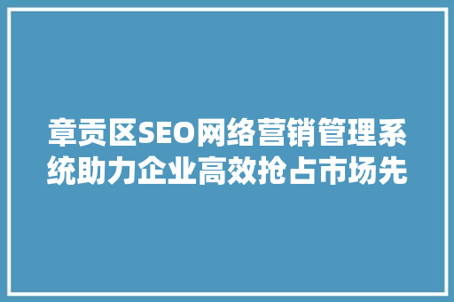章贡区SEO网络营销管理系统助力企业高效抢占市场先机