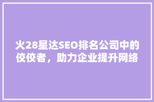 火28星达SEO排名公司中的佼佼者，助力企业提升网络影响力
