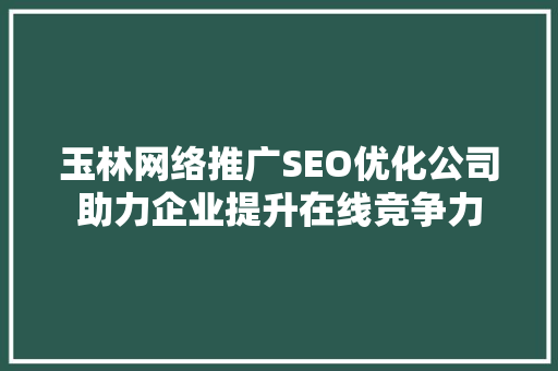 玉林网络推广SEO优化公司助力企业提升在线竞争力