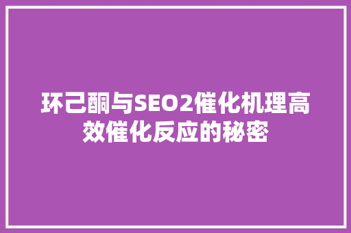 环己酮与SEO2催化机理高效催化反应的秘密