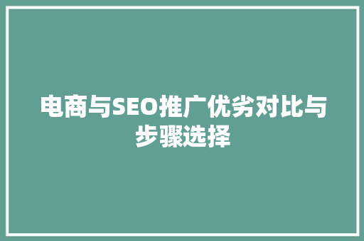 电商与SEO推广优劣对比与步骤选择