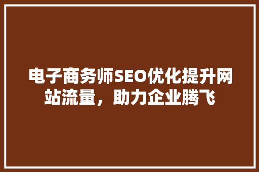 电子商务师SEO优化提升网站流量，助力企业腾飞