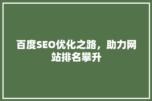 百度SEO优化之路，助力网站排名攀升