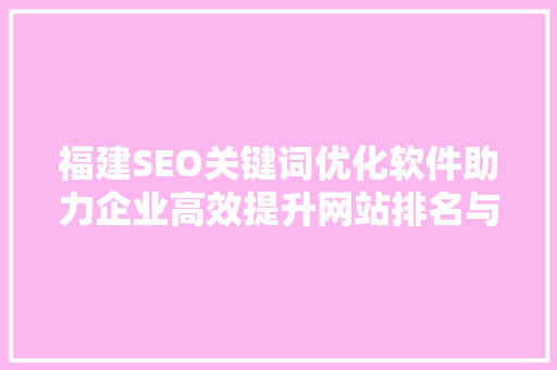 福建SEO关键词优化软件助力企业高效提升网站排名与流量