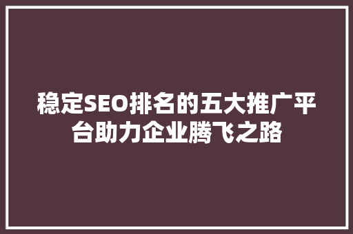 稳定SEO排名的五大推广平台助力企业腾飞之路