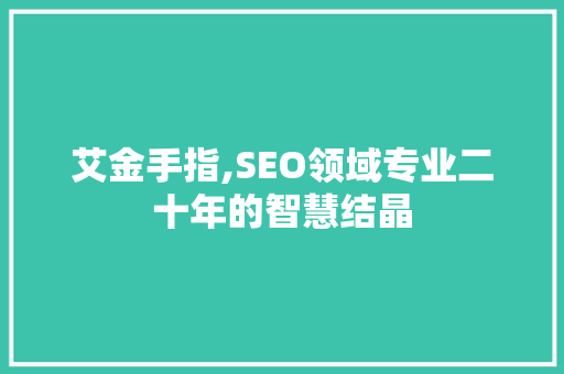 艾金手指,SEO领域专业二十年的智慧结晶