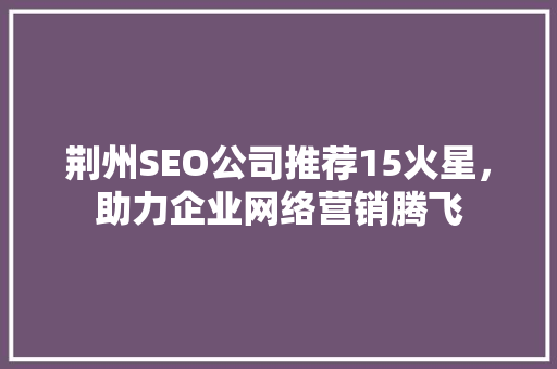 荆州SEO公司推荐15火星，助力企业网络营销腾飞
