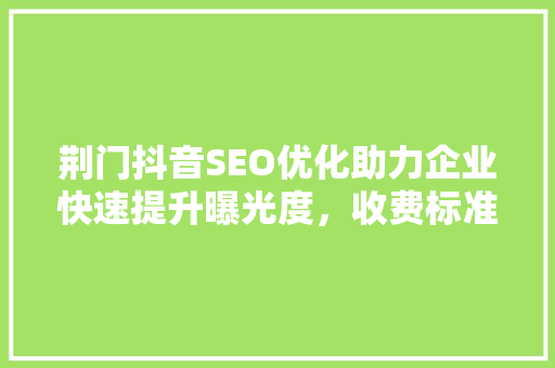 荆门抖音SEO优化助力企业快速提升曝光度，收费标准