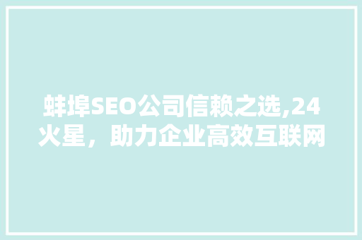 蚌埠SEO公司信赖之选,24火星，助力企业高效互联网营销
