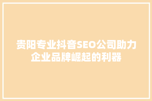 贵阳专业抖音SEO公司助力企业品牌崛起的利器