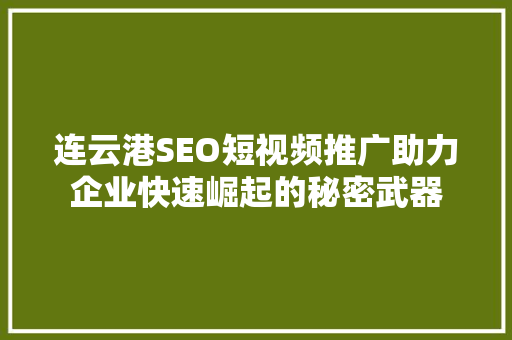 连云港SEO短视频推广助力企业快速崛起的秘密武器