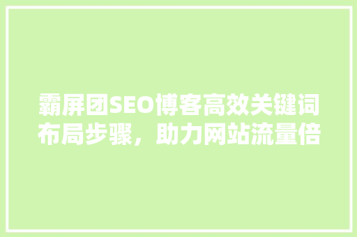霸屏团SEO博客高效关键词布局步骤，助力网站流量倍增