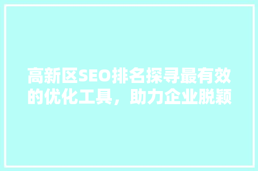 高新区SEO排名探寻最有效的优化工具，助力企业脱颖而出