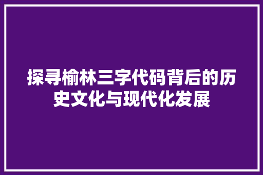 探寻榆林三字代码背后的历史文化与现代化发展
