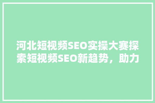 河北短视频SEO实操大赛探索短视频SEO新趋势，助力品牌崛起