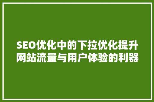 SEO优化中的下拉优化提升网站流量与用户体验的利器