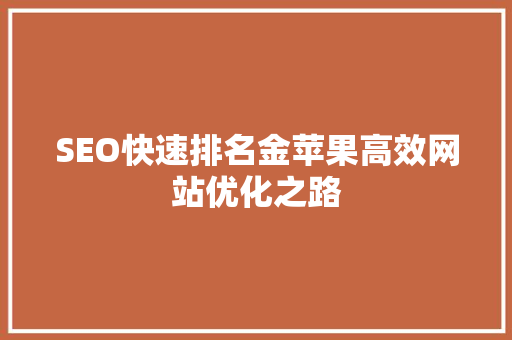 SEO快速排名金苹果高效网站优化之路