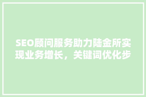 SEO顾问服务助力陆金所实现业务增长，关键词优化步骤