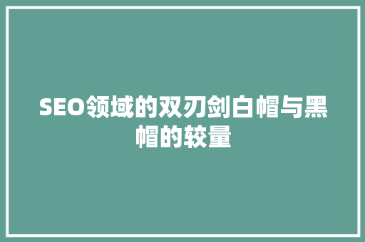 SEO领域的双刃剑白帽与黑帽的较量