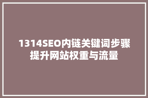 1314SEO内链关键词步骤提升网站权重与流量