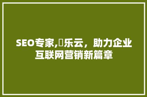 SEO专家,乚乐云，助力企业互联网营销新篇章