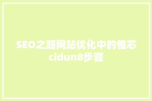 SEO之路网站优化中的惟芯cidun8步骤