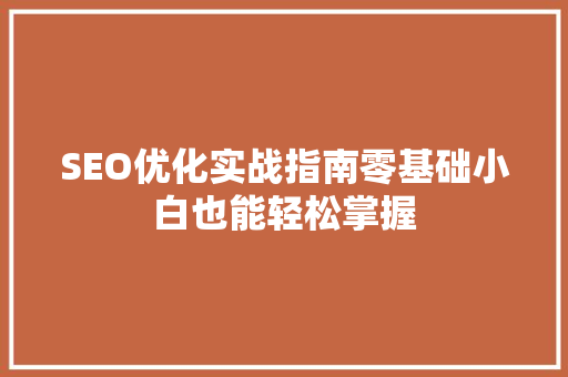 SEO优化实战指南零基础小白也能轻松掌握  第1张