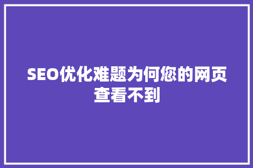 SEO优化难题为何您的网页查看不到