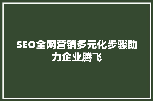 SEO全网营销多元化步骤助力企业腾飞  第1张